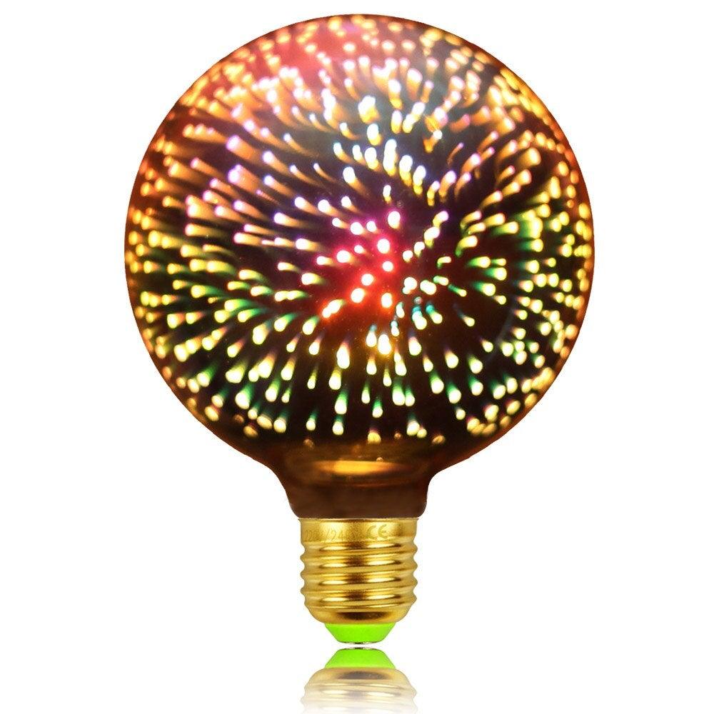 3D Colorful RGB LED Vintage Retro Lamp Bulb Cafe Bar Industrial Decor Edison Light Bulb Firework Edison lamp Christmas Day Decoration