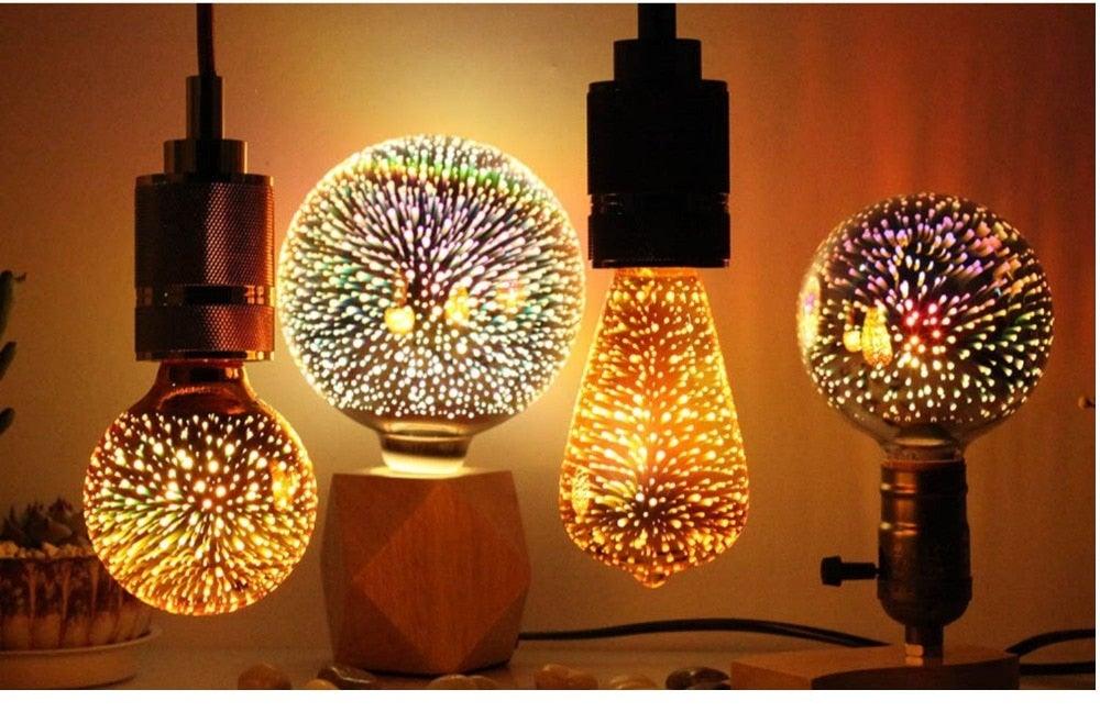 3D Colorful RGB LED Vintage Retro Lamp Bulb Cafe Bar Industrial Decor Edison Light Bulb Firework Edison lamp Christmas Day Decoration