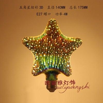 3D Colorful RGB LED Vintage Retro Lamp Bulb Cafe Bar Industrial Decor Edison Light Bulb Firework Edison lamp Christmas Day Decoration