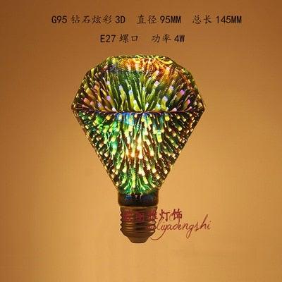 3D Colorful RGB LED Vintage Retro Lamp Bulb Cafe Bar Industrial Decor Edison Light Bulb Firework Edison lamp Christmas Day Decoration