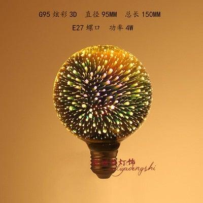 3D Colorful RGB LED Vintage Retro Lamp Bulb Cafe Bar Industrial Decor Edison Light Bulb Firework Edison lamp Christmas Day Decoration