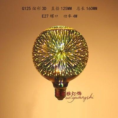 3D Colorful RGB LED Vintage Retro Lamp Bulb Cafe Bar Industrial Decor Edison Light Bulb Firework Edison lamp Christmas Day Decoration