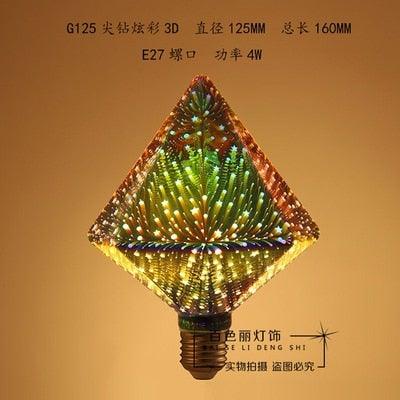 3D Colorful RGB LED Vintage Retro Lamp Bulb Cafe Bar Industrial Decor Edison Light Bulb Firework Edison lamp Christmas Day Decoration