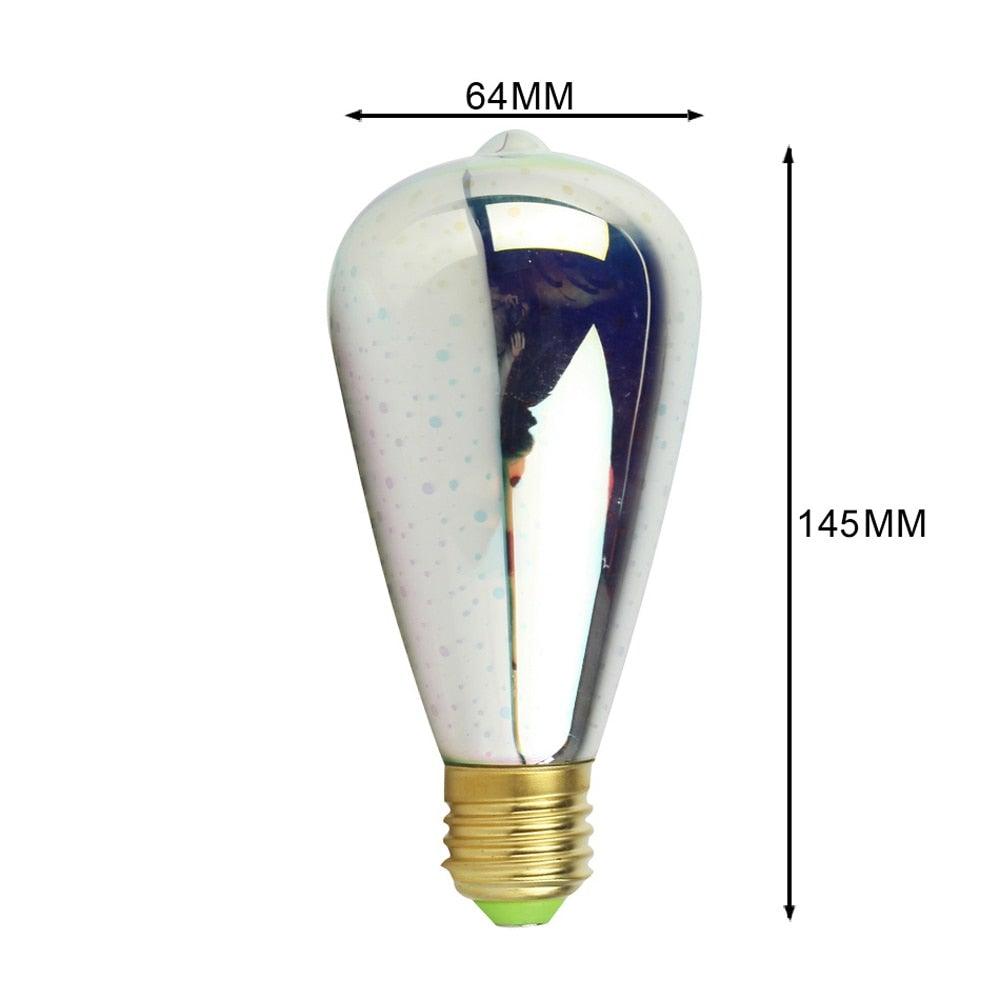 3D Colorful RGB LED Vintage Retro Lamp Bulb Cafe Bar Industrial Decor Edison Light Bulb Firework Edison lamp Christmas Day Decoration