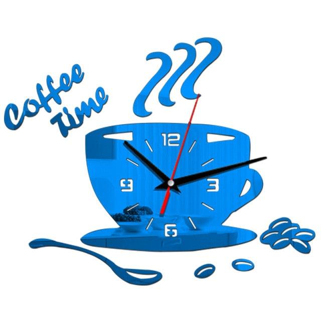 3D Creative Acrylic Mirror Wall Clock  Wall Acrylic Clock Modern Acrylic Mirror Surface 3D Luxury Big Size Wall Stickers Decor Clocks Numbers Stickers for Home Office Decorations Gift Coffee Shape Acrylic Coffee Cup Wall Sticker Quartz Clock