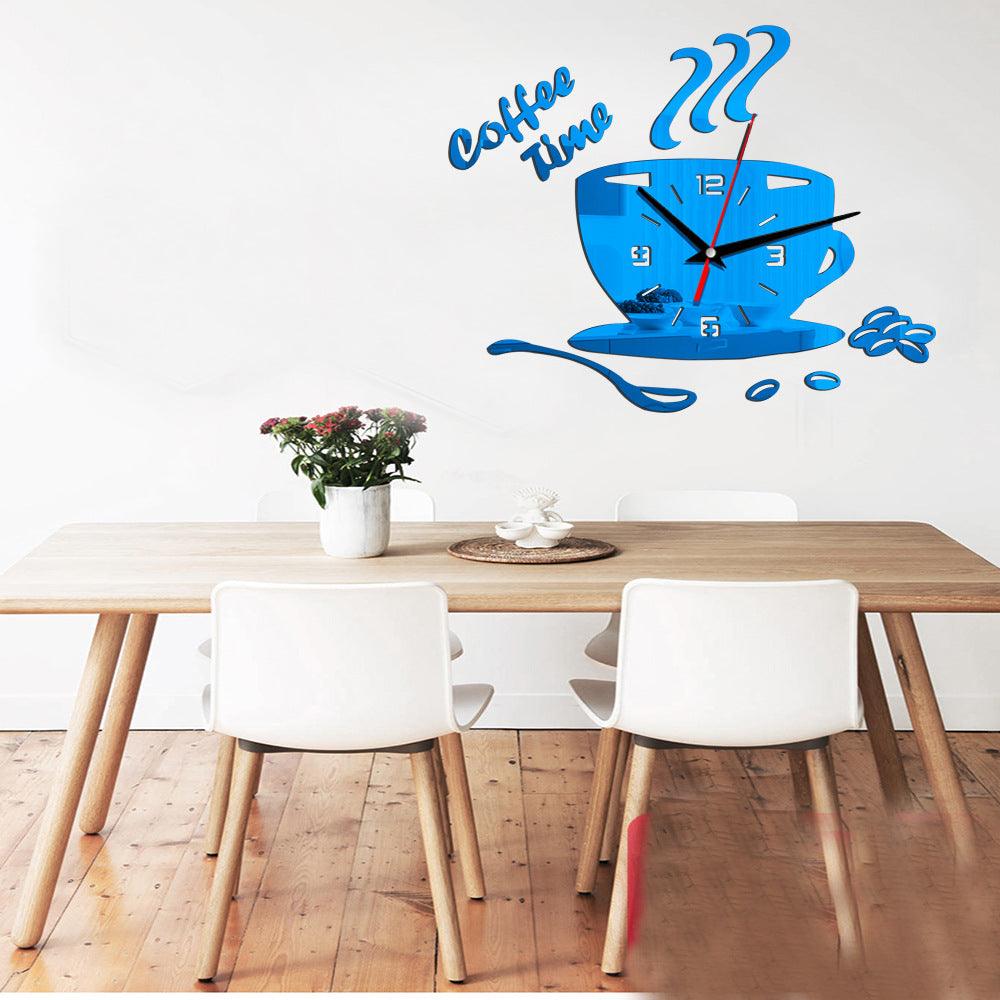 3D Creative Acrylic Mirror Wall Clock  Wall Acrylic Clock Modern Acrylic Mirror Surface 3D Luxury Big Size Wall Stickers Decor Clocks Numbers Stickers for Home Office Decorations Gift Coffee Shape Acrylic Coffee Cup Wall Sticker Quartz Clock