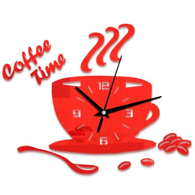 3D Creative Acrylic Mirror Wall Clock  Wall Acrylic Clock Modern Acrylic Mirror Surface 3D Luxury Big Size Wall Stickers Decor Clocks Numbers Stickers for Home Office Decorations Gift Coffee Shape Acrylic Coffee Cup Wall Sticker Quartz Clock