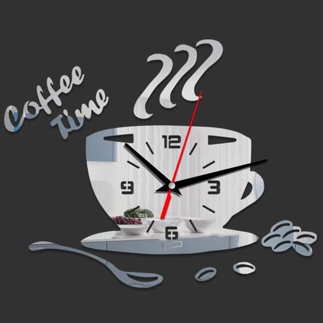 3D Creative Acrylic Mirror Wall Clock  Wall Acrylic Clock Modern Acrylic Mirror Surface 3D Luxury Big Size Wall Stickers Decor Clocks Numbers Stickers for Home Office Decorations Gift Coffee Shape Acrylic Coffee Cup Wall Sticker Quartz Clock