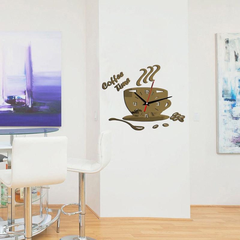 3D Creative Acrylic Mirror Wall Clock  Wall Acrylic Clock Modern Acrylic Mirror Surface 3D Luxury Big Size Wall Stickers Decor Clocks Numbers Stickers for Home Office Decorations Gift Coffee Shape Acrylic Coffee Cup Wall Sticker Quartz Clock