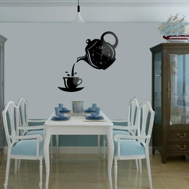3D Creative Acrylic Mirror Wall Clock  Wall Acrylic Clock Modern Acrylic Mirror Surface 3D Luxury Big Size Wall Stickers Decor Clocks Numbers Stickers for Home Office Decorations Gift Coffee Shape Acrylic Coffee Cup Wall Sticker Quartz Clock