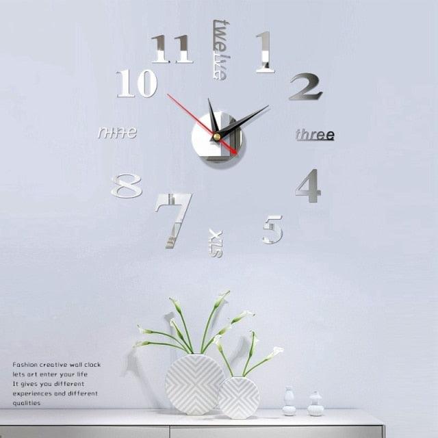 3D Creative Acrylic Mirror Wall Clock  Wall Acrylic Clock Modern Acrylic Mirror Surface 3D Luxury Big Size Wall Stickers Decor Clocks Numbers Stickers for Home Office Decorations Gift Coffee Shape Acrylic Coffee Cup Wall Sticker Quartz Clock