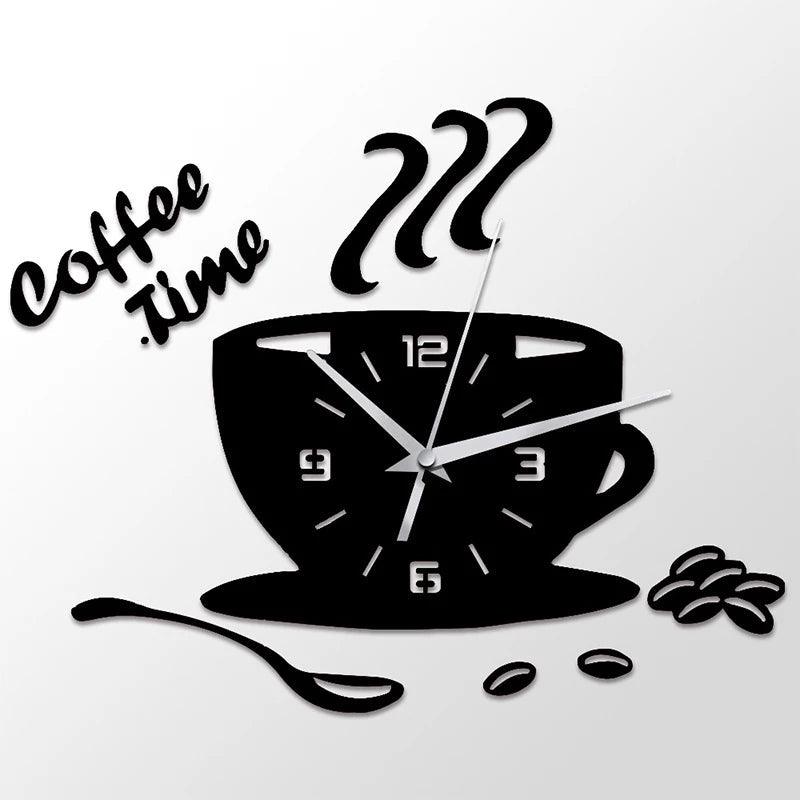 3D Creative Acrylic Mirror Wall Clock  Wall Acrylic Clock Modern Acrylic Mirror Surface 3D Luxury Big Size Wall Stickers Decor Clocks Numbers Stickers for Home Office Decorations Gift Coffee Shape Acrylic Coffee Cup Wall Sticker Quartz Clock