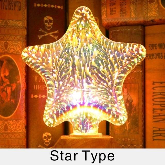 3D Decoration Edison LED Bulb Vintage Light Bulb Star Fireworks Lamp Holiday Night Light Christmas Tree Decoration bar Firework Bulb Party Home Christmas Party Holiday