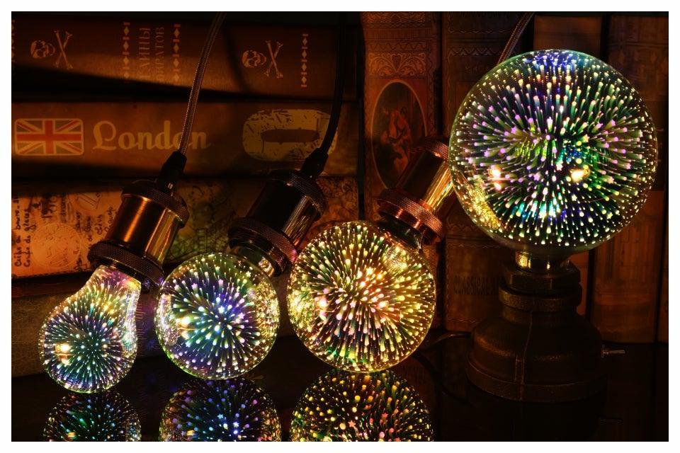 3D Decoration Edison LED Bulb Vintage Light Bulb Star Fireworks Lamp Holiday Night Light Christmas Tree Decoration bar Firework Bulb Party Home Christmas Party Holiday