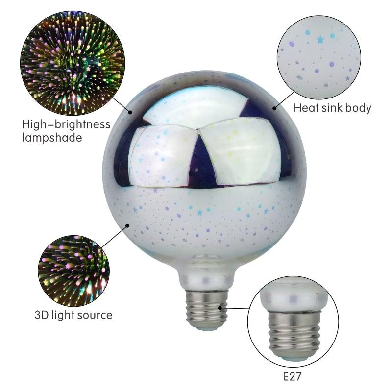 3D Decoration Edison LED Bulb Vintage Light Bulb Star Fireworks Lamp Holiday Night Light Christmas Tree Decoration bar Firework Bulb Party Home Christmas Party Holiday