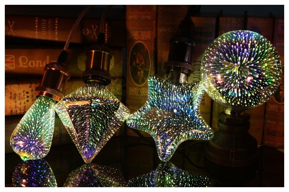 3D Decoration Edison LED Bulb Vintage Light Bulb Star Fireworks Lamp Holiday Night Light Christmas Tree Decoration bar Firework Bulb Party Home Christmas Party Holiday