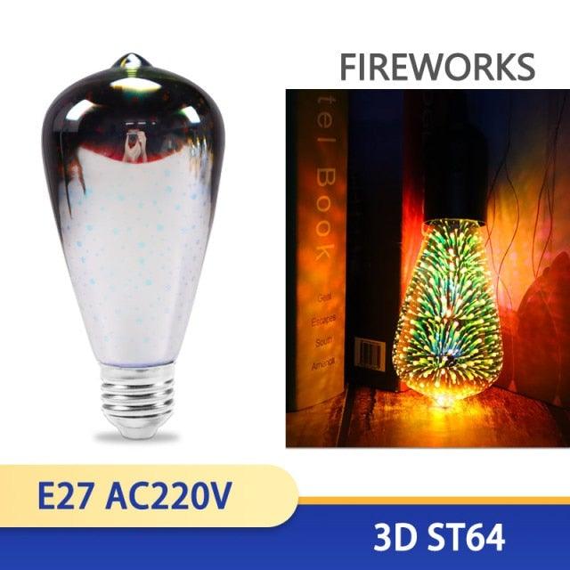 3D Edison Bulb Led Filament Decoration Vintage Glass Lighting Decor Antique Style Light Amber Warm Dimmable Bedroom Restaurant Home Office Light Fixtures Decoration