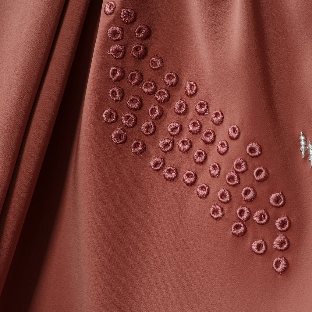 3D Embroidery Abaya With Geometric Beads. 3D Embroidered Open Abaya (MOA085)