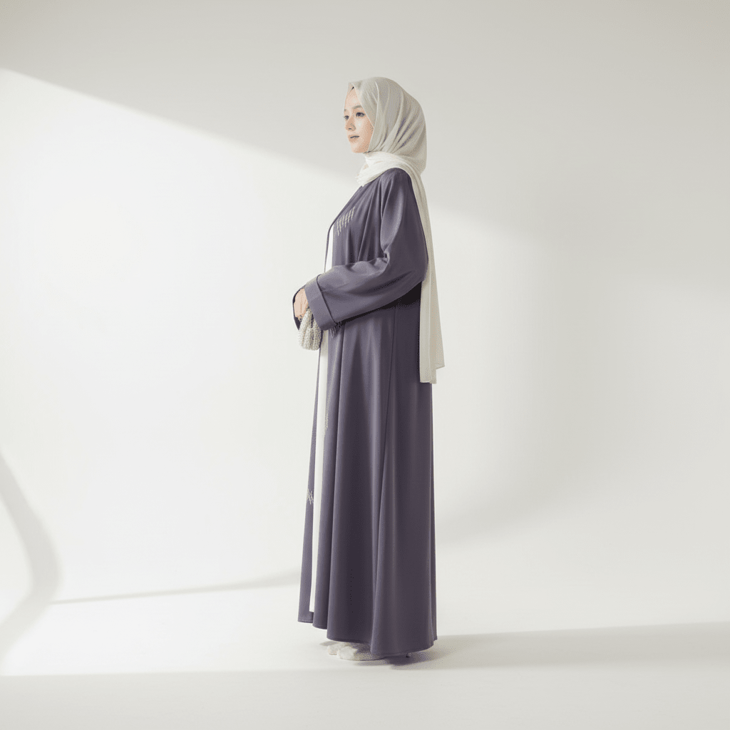 3D Embroidery Abaya With Geometric Beads. 3D Embroidered Open Abaya (MOA085)