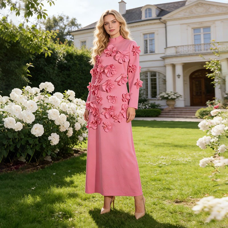 3D Floral Appliqué Maxi Dress(MS356)