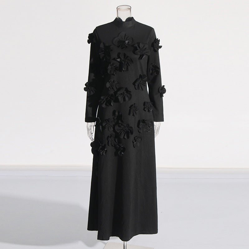 3D Floral Appliqué Maxi Dress(MS356)