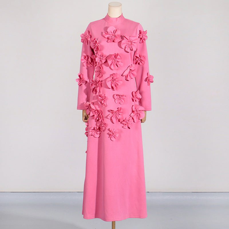 3D Floral Appliqué Maxi Dress(MS356)