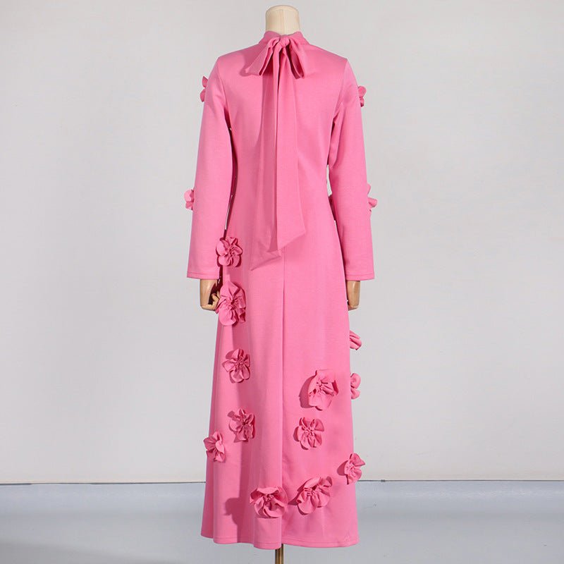 3D Floral Appliqué Maxi Dress(MS356)
