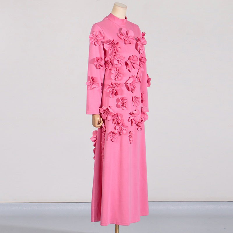 3D Floral Appliqué Maxi Dress(MS356)