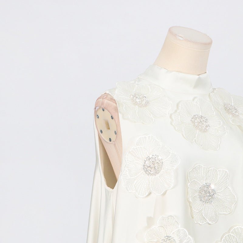3D Floral Appliqué Sleeveless Maxi Dress(MS358)