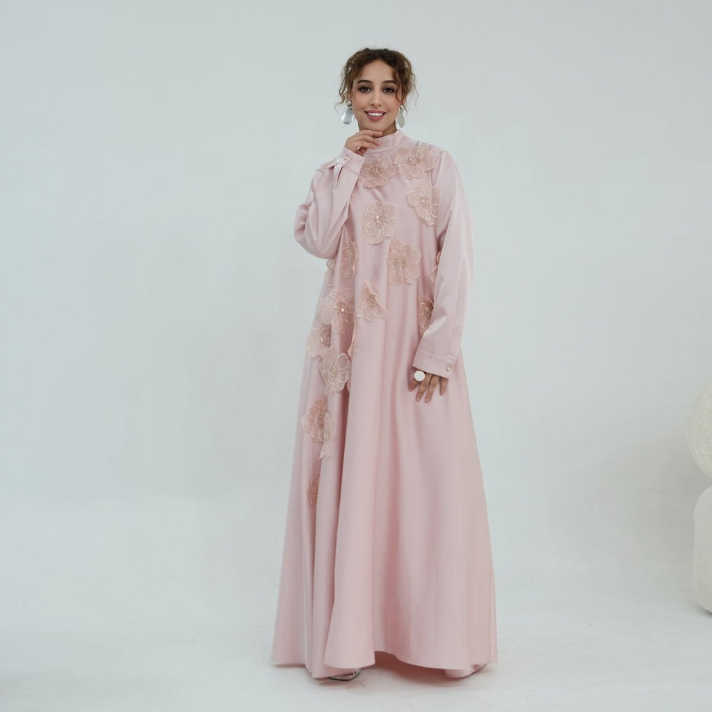 3D Floral Beaded Maxi Dress(MA445)