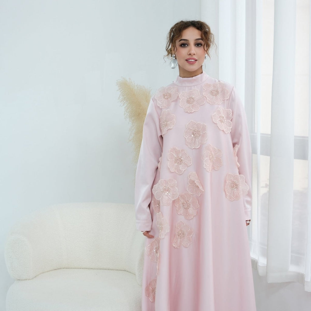 3D Floral Beaded Maxi Dress(MA445)