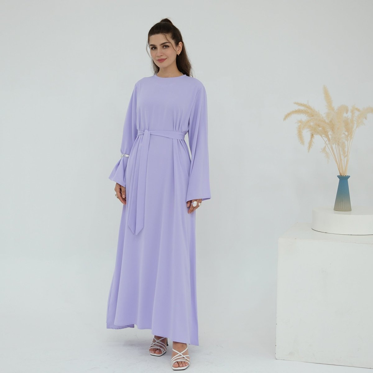 3D Floral Mesh Open Abaya (MOA288)