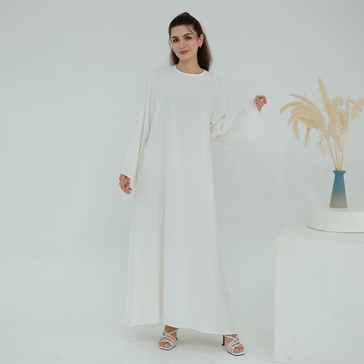 3D Floral Mesh Open Abaya (MOA288)