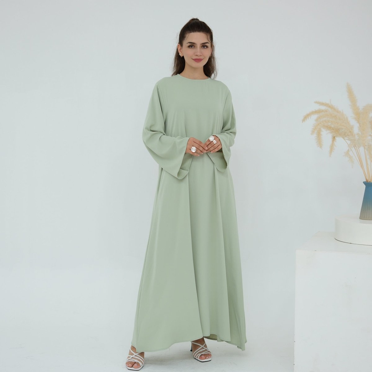 3D Floral Mesh Open Abaya (MOA288)
