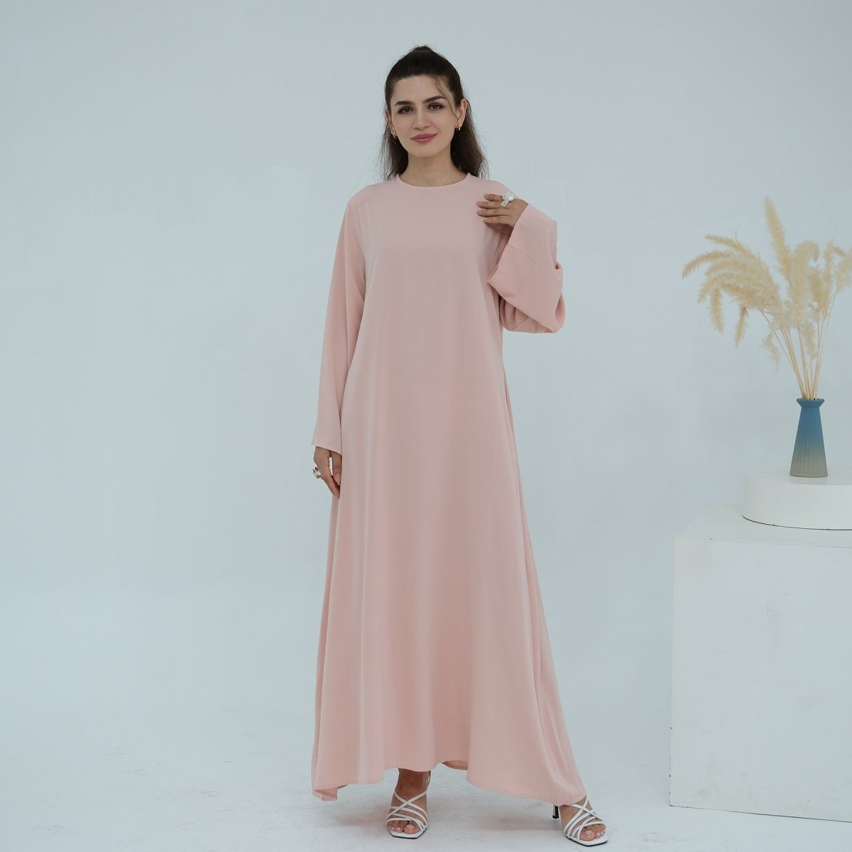 3D Floral Mesh Open Abaya (MOA288)
