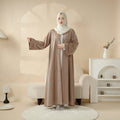 3D Embroidery Abaya With Geometric Beads. 3D Embroidered Open Abaya (MOA085)