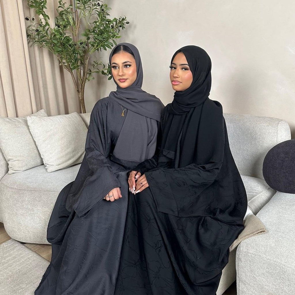3D Jacquard Woven Satin Abaya (MA138)