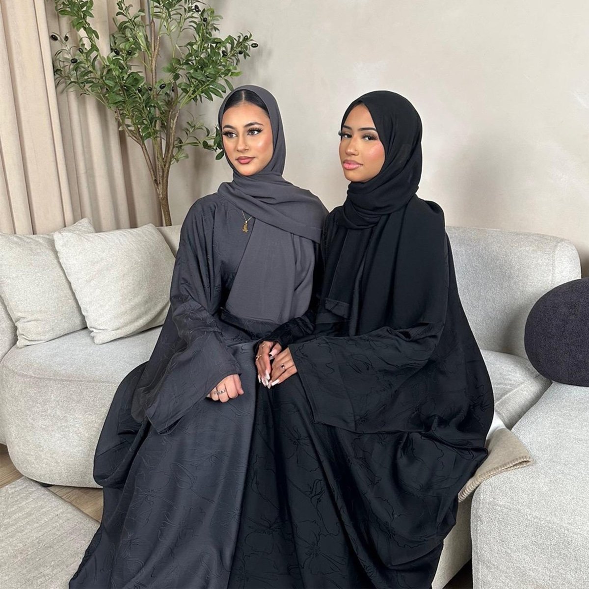 3D Jacquard Woven Satin Abaya (MA138)