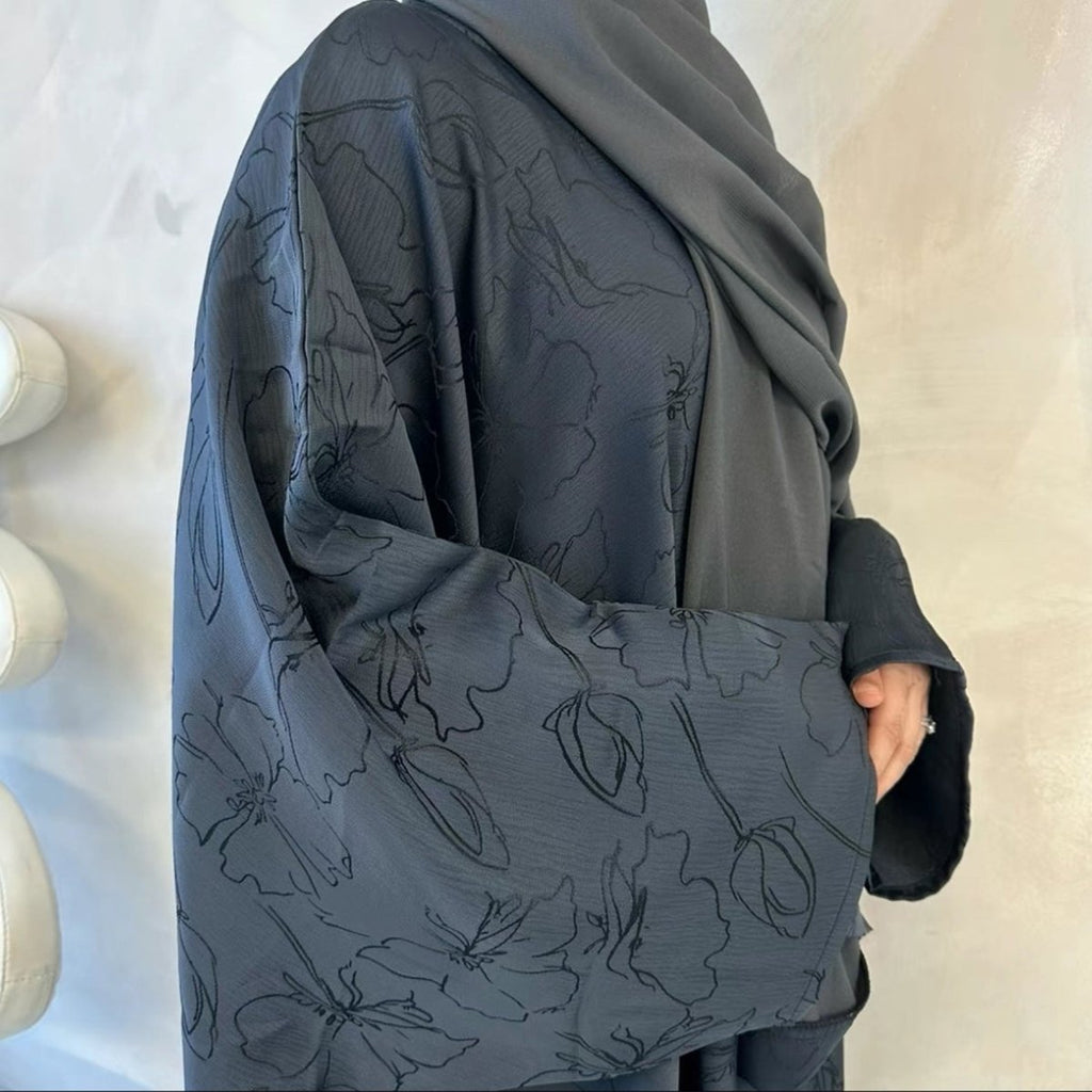 3D Jacquard Woven Satin Abaya (MA138)