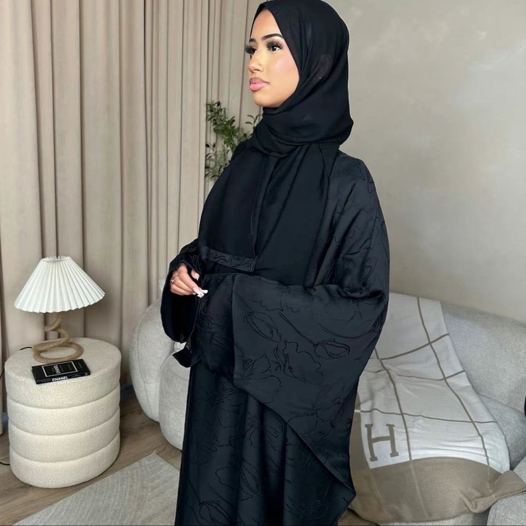 3D Jacquard Woven Satin Abaya (MA138)