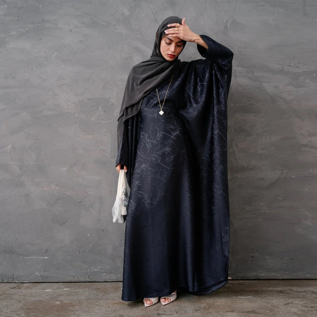 3D Jacquard Woven Satin Abaya (MA138)
