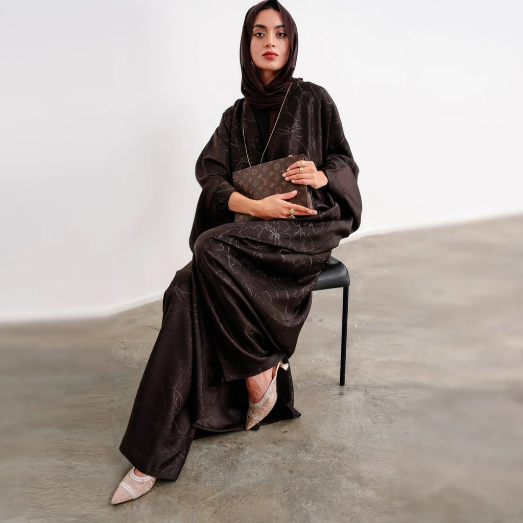 3D Jacquard Woven Satin Abaya (MA138)
