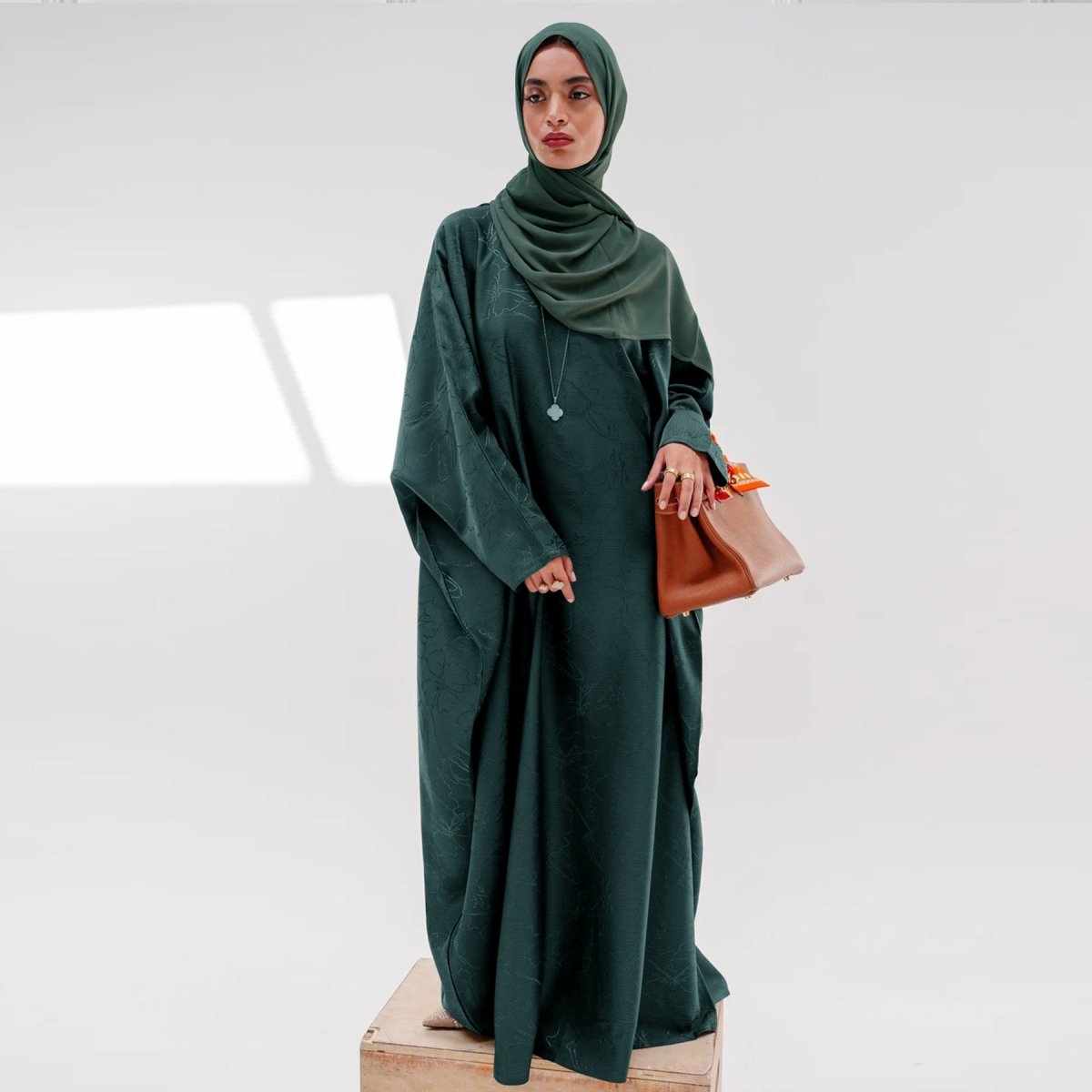 3D Jacquard Woven Satin Abaya (MA138)