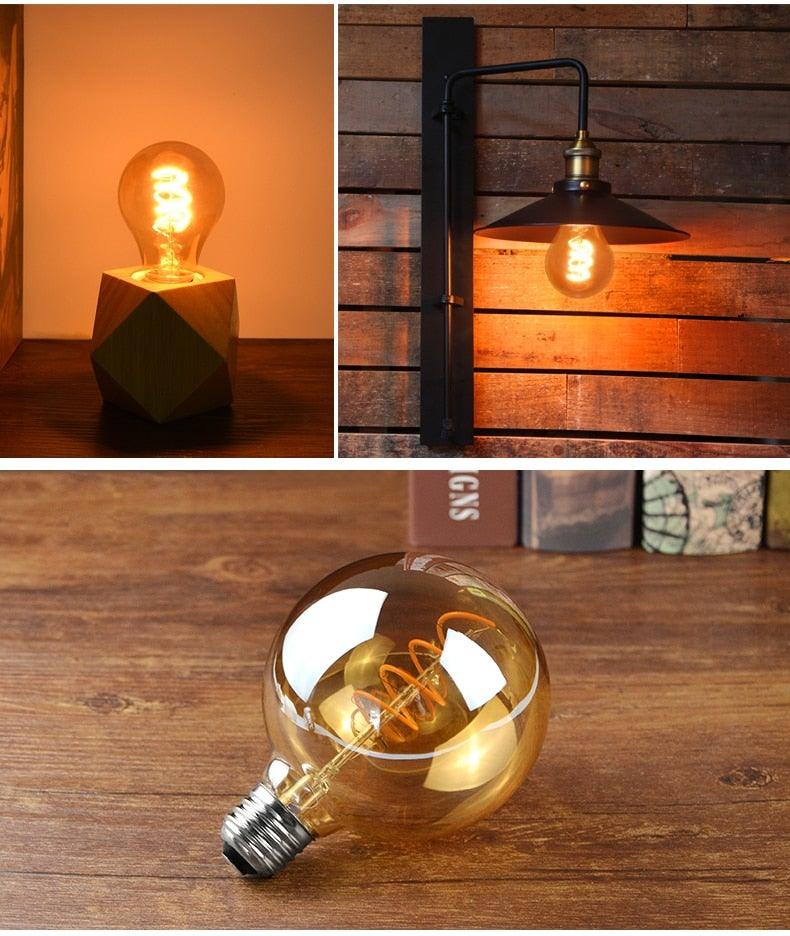 3D LED Lamp Edison Light Bulb Vintage Decoration LED Filament lamp Copper Wire String Replace Incandescent Bulb Decorative Spiral Filament