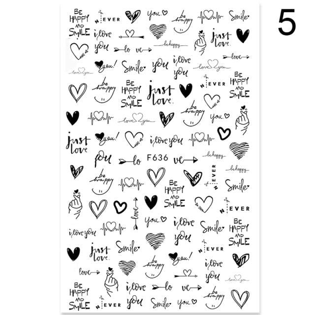 3D Nail Sticker Russian English Letter Sticker For Nails Foil Love Heart Design Accessories Fashion Manicures Sticker Decoration  Nail Art Stickers Water Transfer Nail Decals Full Wraps Gradient Acrylic Nail Kits for Women Manicure Decoration