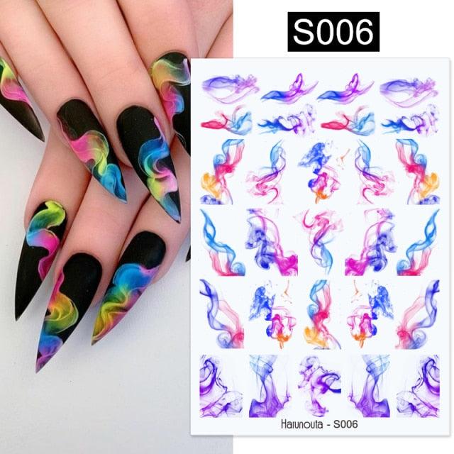 3D Nail Stickers Decals Ink Watermark Spring Summer Black Lines Flower Leaf Tree For Manicures Nail Art Decoration Nail Art Stickers Decor Tip Transfer Nail Decals Sticker For Pretty Girl Self-Adhesive Nail Decals Designer Nail Stickers for Acrylic