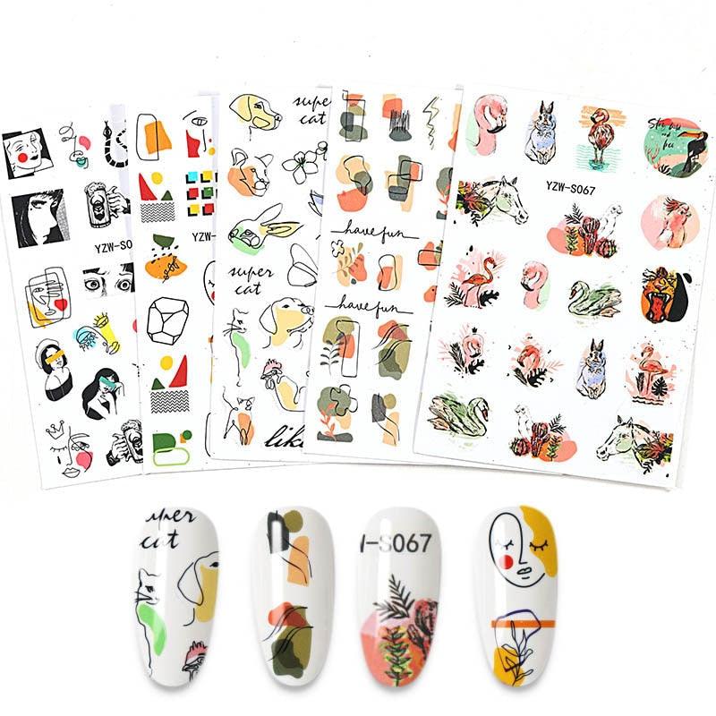 3D Nail Stickers Flower Graffiti Abstract Sexy Woman Face Design Adhesive Nail Art Decor Foil Slider Manicure Stickers For Nails Woman Decoration Nail Art Nail Ornament Self Adhesive Nail Decals Colorful Nail Sticker Jewelry Design For Nails Sliders Tips