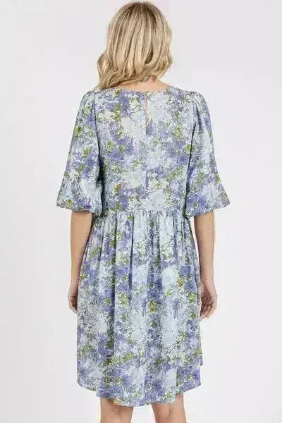 Floral Linen Babydoll Mini Dress - Breathable & Romantic | Femstylo