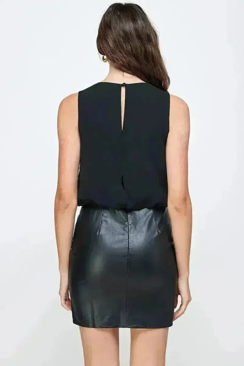 Sleeveless Textured Shift Dress Beaded Stripe  - Femstylo
