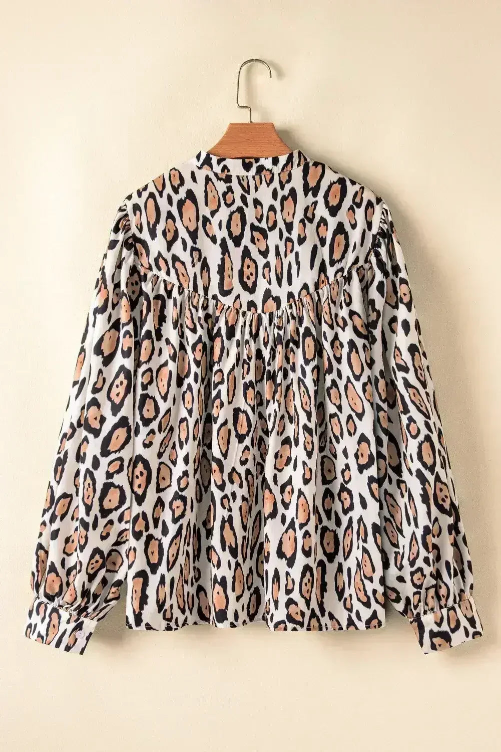 Light Leopard Print Balloon Sleeve Loose Blouse | Femstylo